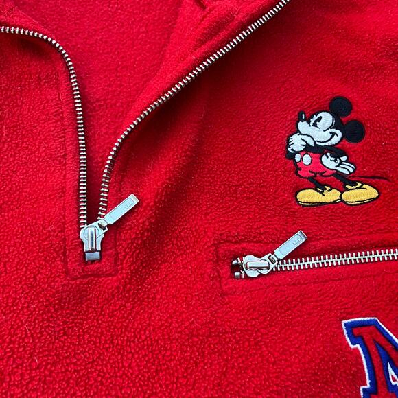VTG Disney Store 90s Y2k Sweater Sz XL Red Mickey 1/4 Zip Pull Over Long Sleeve - Picture 11 of 12